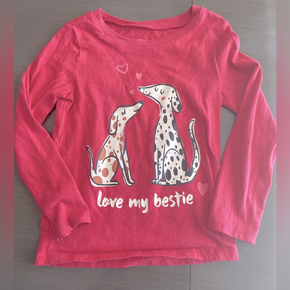 5/$25 Girls Size 4T Oshkosh B'gosh Love My Bestie Graphic T-Shirt Long Sleeve